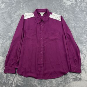 Roper Top Womens Size 2X  Wine Button Up Shirt With Lace Panels Western Pockets